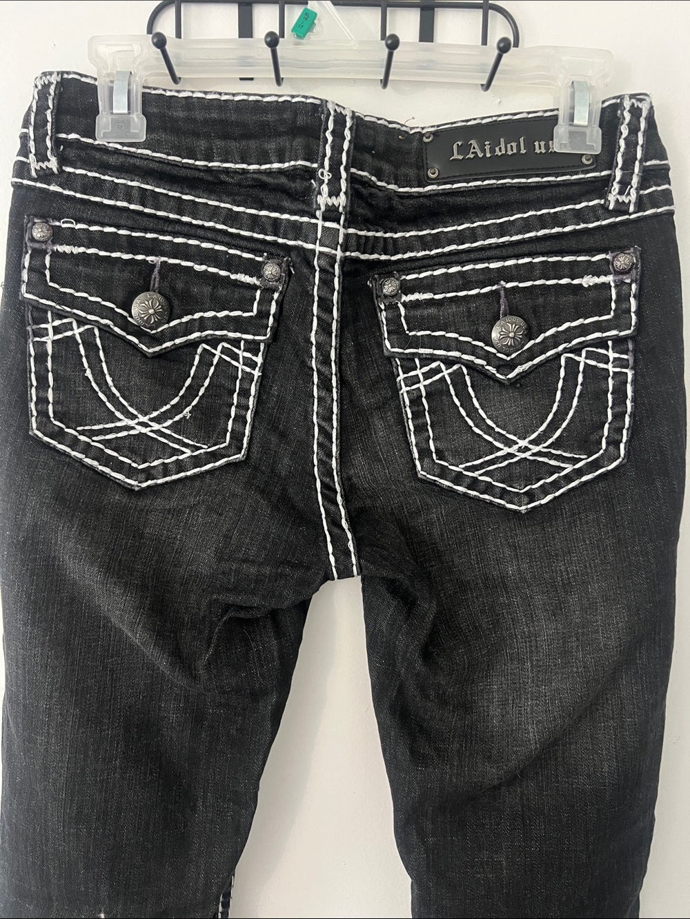 L.A. idol Black Skinny Jeans with Bold thick White Contrast Stitching